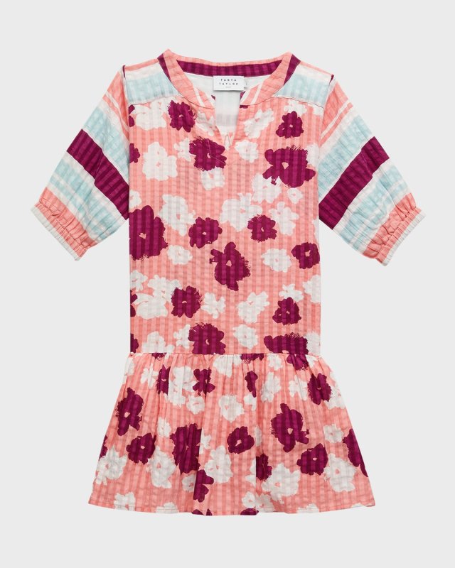 Girl's Evelyn Mixed Prints Dress, Size S-XL